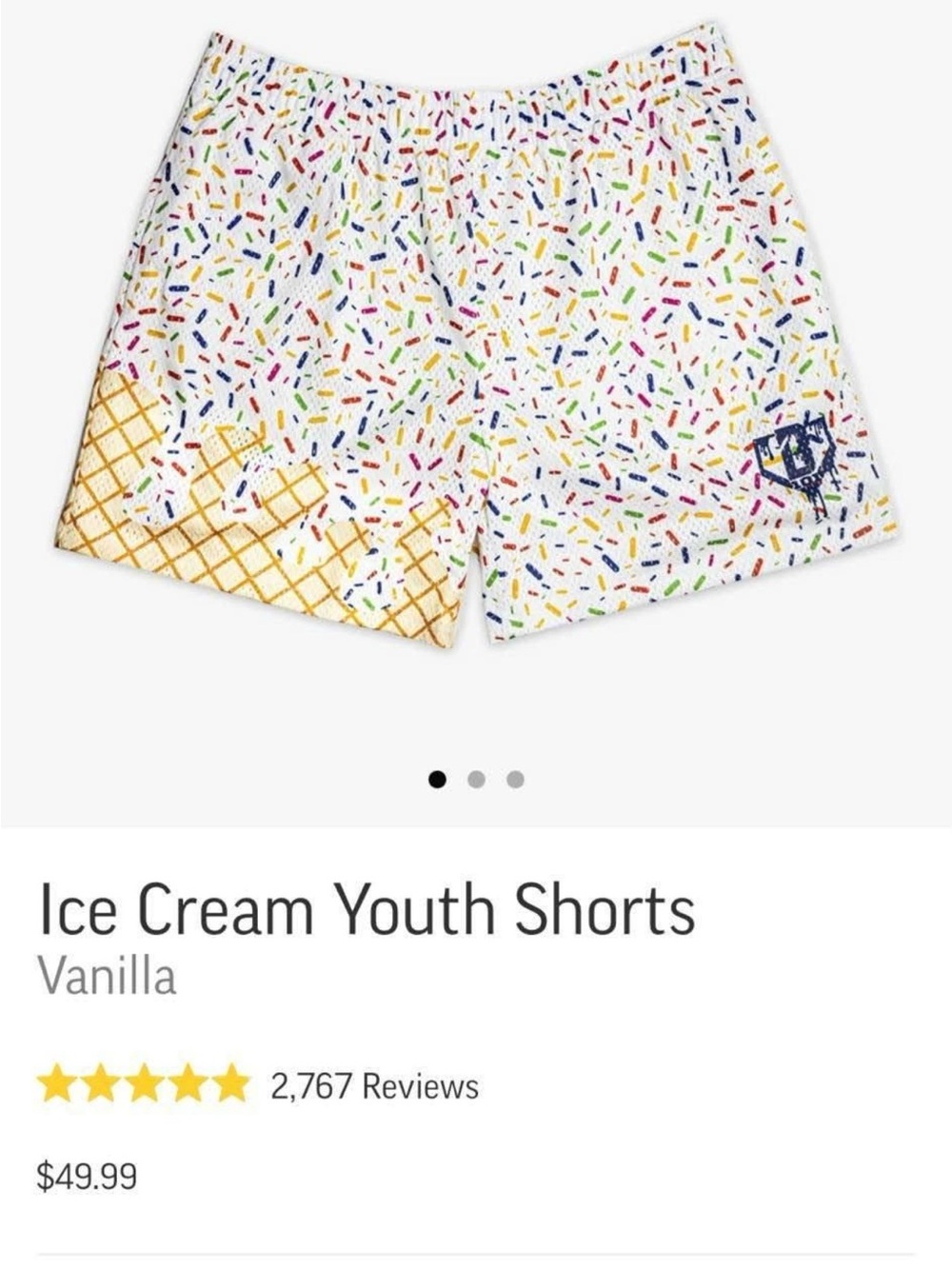 Ice Cream Youth Shorts in Vanilla Sprinkle